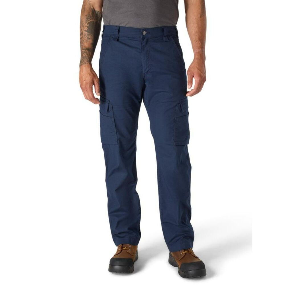 Carhartt Men's Cargo Pants 40x30 Navy Blue Relaxed Straight Ripstop Stretch Work